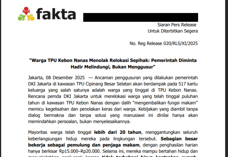 “Warga TPU Kebon Nanas Menolak Relokasi Sepihak: Pemerintah Diminta Hadir Melindungi, Bukan Menggusur”