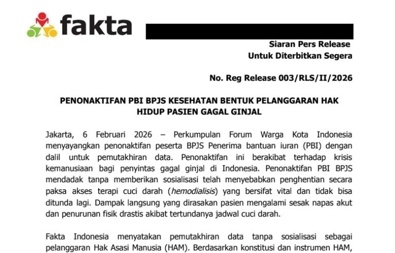 PENONAKTIFAN PBI BPJS KESEHATAN BENTUK PELANGGARAN HAK HIDUP PASIEN GAGAL GINJAL