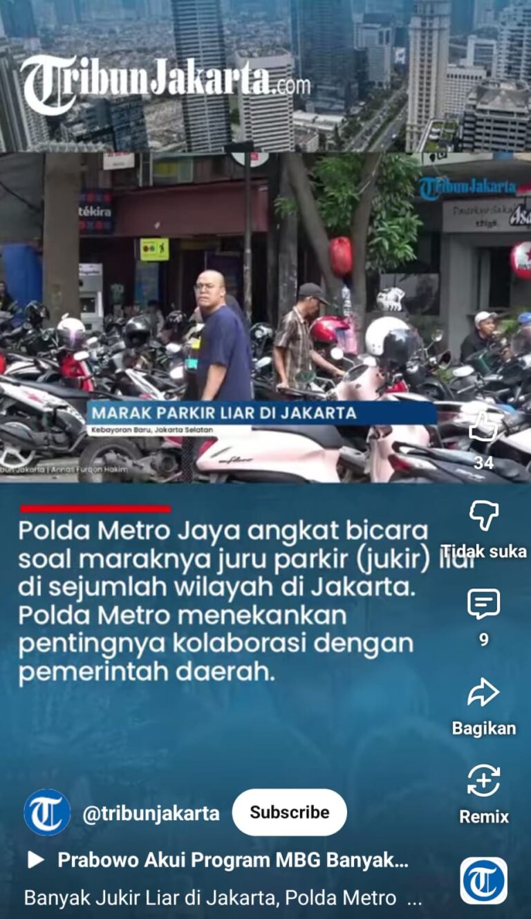 Menertibkan Jukir Parkir Liar untuk Keamanan dan Keselamatan Warga Kota Jakarta.